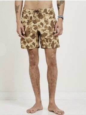 FREENOTE CLOTH Cardon Boardshorts Brown Camo Men's 34 Beach Resortwear